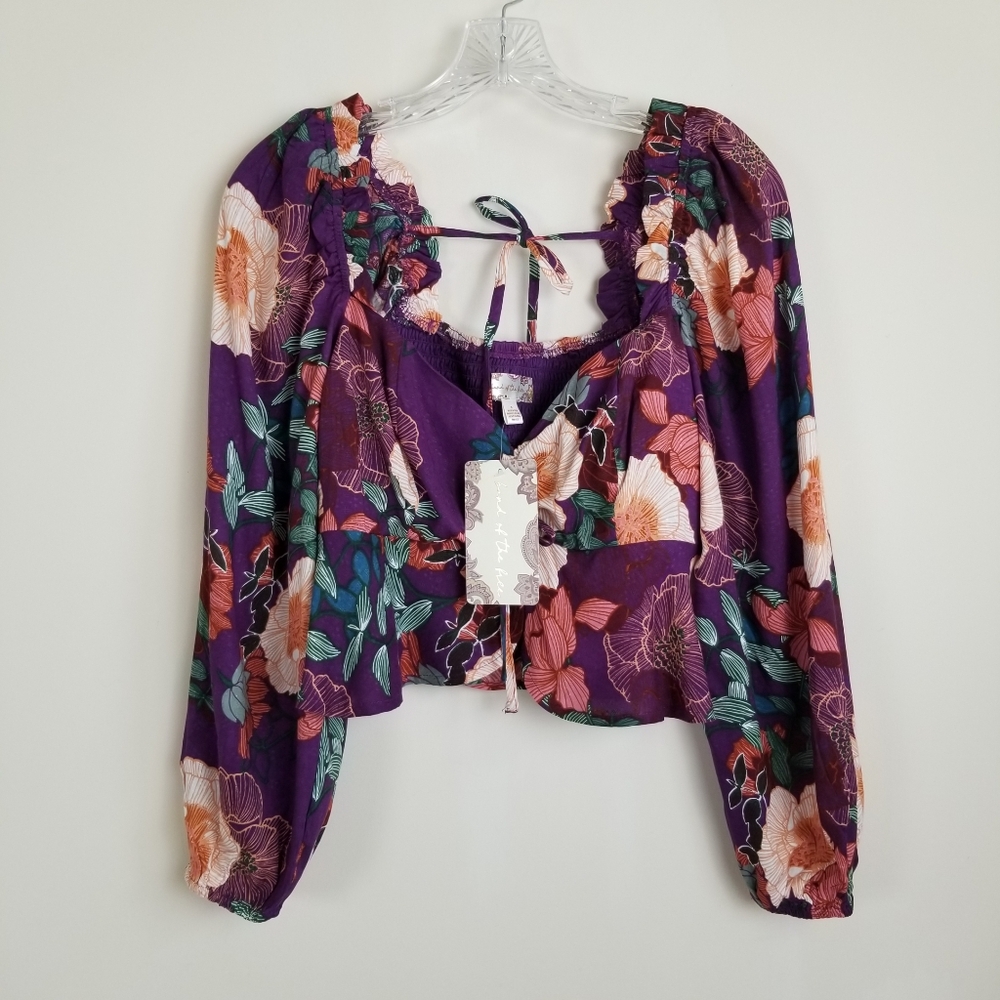 Band of the Free Cropped Floral Smocked Top Small NWT